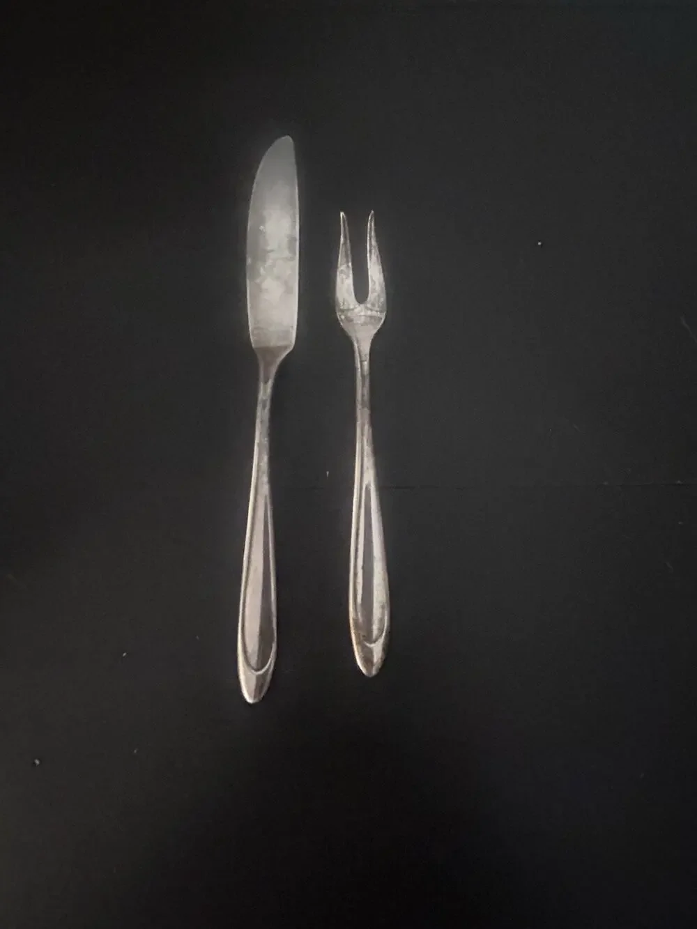Vintage Meriden Silver Plate Co Silverplate Serving Knife & 2-Tine Fork Pair